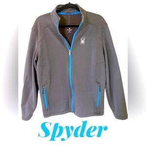 Spyder-Men's Large full zip outerwear jacket.Gray/Blue fleece interior. Like new